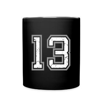 Cool Number 13 - 13 Years Old 13th Birthday Gift - Full Colour Mug - black - Front