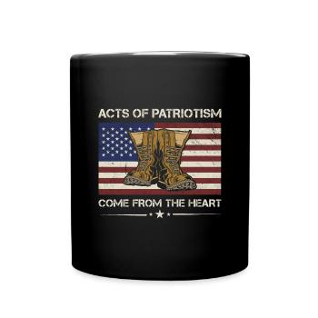 Acts Of Patriotism Come From Heart Army Veteran - Full Colour Mug - black - Front