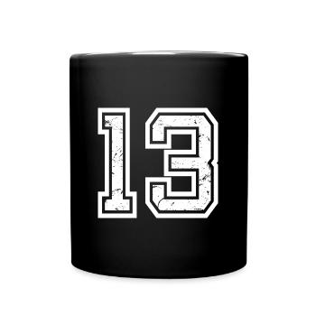 Cool Number 13 - 13 Years Old 13th Birthday Gift - Full Colour Mug - black - Front