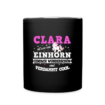 Clara Mädchen Frauen Geschenk - Tasse einfarbig - Schwarz - Vorne
