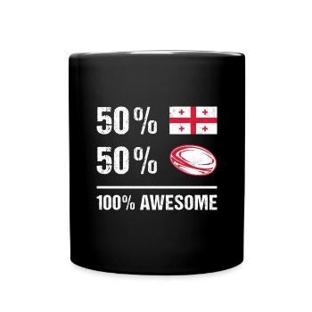 50% 50% Rugby 100% Awesome Rugby - Full Colour Mug - black - Front