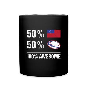 50% Samoa 50% Rugby 100% Awesome Samoa Rugby - Full Colour Mug - black - Front