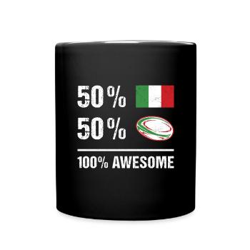 50% Italy 50% Rugby 100% Awesome Italy Rugby - Full Colour Mug - black - Front