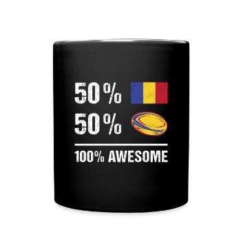 50% Romania 50% Rugby 100% Awesome Romania Rugby - Full Colour Mug - black - Front