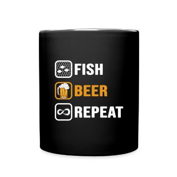 Angler angelt Angelcamp "Angelschein und Bier" - Tasse einfarbig - Schwarz - Vorne