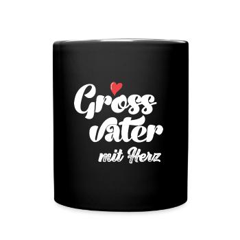 Grossvatter mit Herz Opa Schweiz Grosspapi - Tasse einfarbig - Schwarz - Vorne