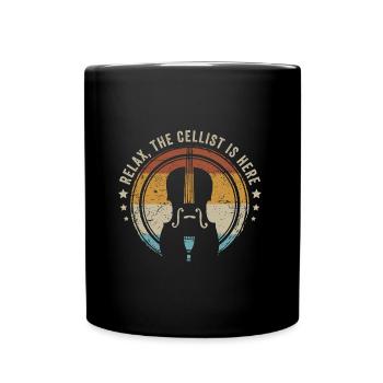 Détendez-vous Le violoncelliste est ici Violoncelliste - Mug uni - noir - Devant