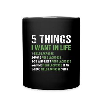 Sport 5 choses que je veux dans la vie La crosse au champ - Mug uni - noir - Devant