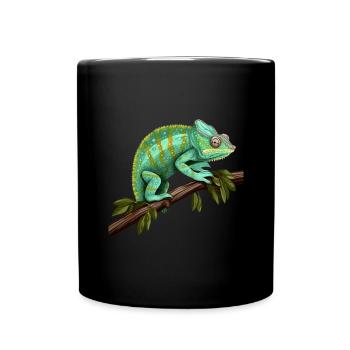 Chamäleon Ast Reptilien - Tasse einfarbig - Schwarz - Vorne