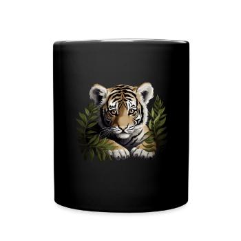 Baby Tiger Wildkatze Jungle - Tasse einfarbig - Schwarz - Vorne