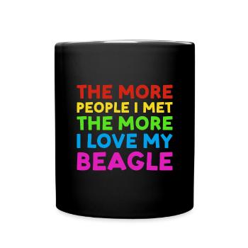 Plus de gens que j’ai rencontrés plus j’aime Beagle - Mug uni - noir - Devant