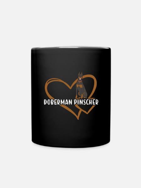 Doberman Pinscher Heart - Tasse einfarbig - Schwarz