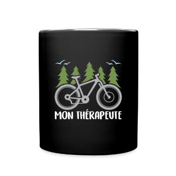 Mon vélo est mon thérapeute. Graphisme cycliste - Mug uni - noir - Devant