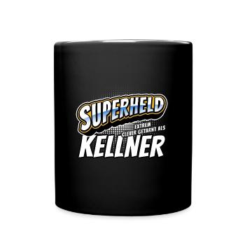 Superheld, clever getarnt als Kellner - Tasse einfarbig - Schwarz - Vorne