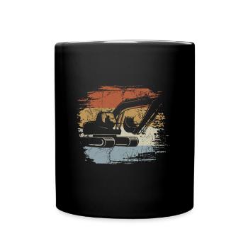 Retro - Vintage - Bagger - Baggern - Tasse einfarbig - Schwarz - Vorne