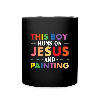 Painter This Boy Runs On Jesus And Painting - Tasse einfarbig - Schwarz - Vorne