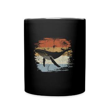 Baleine - baleine à bosse - rétro - cadeau - Mug uni - noir - Devant