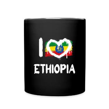 I love Ethiopia / Ich Liebe Äthiopien Land Länder - Tasse einfarbig - Schwarz - Vorne