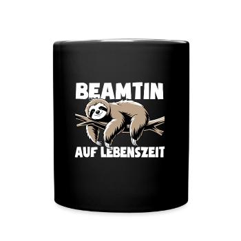 Faultier Beamtin auf Lebenszeit - Spruch - Tasse einfarbig - Schwarz - Vorne