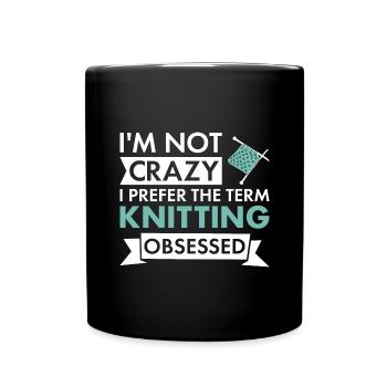 Tricoteuse Je ne suis pas folle Tricot - Mug uni - noir - Devant