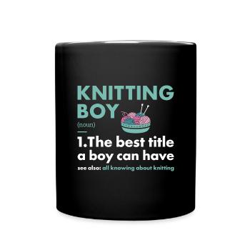 Knitter Boy Definition Knitting - Full Colour Mug - black - Front