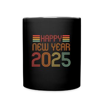 Happy New Year 2025 - Tasse einfarbig - Schwarz - Vorne