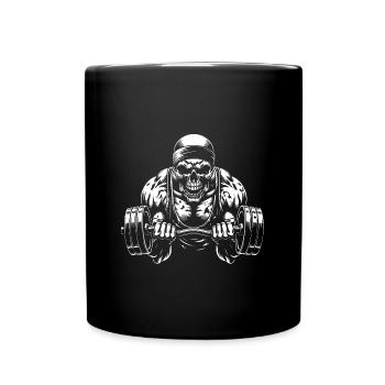 No Limit Workout Bodybuilding Skull with Dumbbell - Full Colour Mug - black - Front
