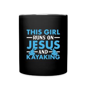Kayakiste Cette fille court sur Jésus et le kayak - Mug uni - noir - Devant
