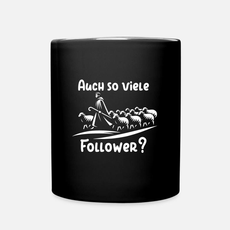 Lustiges Schäfermotiv mit Herde Schäfer und Spruch - Tasse einfarbig - Schwarz