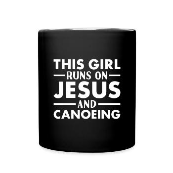 Canoéiste Cette fille court sur Jésus en canoë - Mug uni - noir - Devant