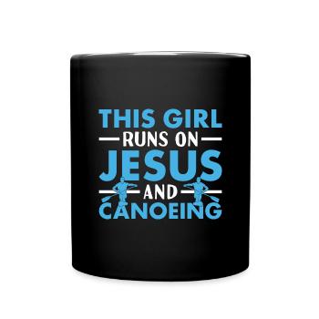 Canoéiste Cette fille court sur Jésus et le canoë - Mug uni - noir - Devant