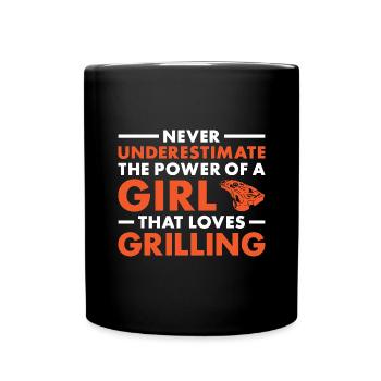 Griller Never Underestimate The Power Of A Girl - Full Colour Mug - black - Front