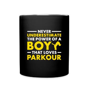 Traceur Never Underestimate The Power Of A Boy - Full Colour Mug - black - Front