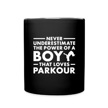 Traceur Never Underestimate The Power Of A Boy - Full Colour Mug - black - Front