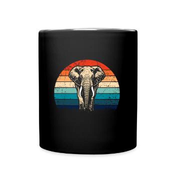 Elephant - big game, tusk, ivory sunset - Full Colour Mug - black - Front