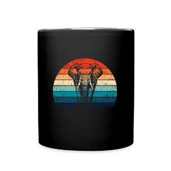 Elephant - big game, tusk, ivory sunset - Full Colour Mug - black - Front