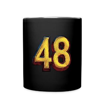 48 Zahl Comic - Tasse einfarbig - Schwarz - Vorne