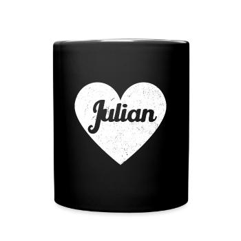 Julian Name Grosses Herz Liebe Grafik Geschenk - Tasse einfarbig - Schwarz - Vorne