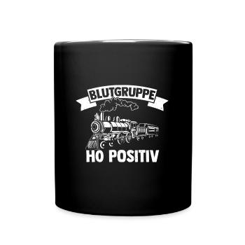 Blutgruppe H0 positiv, Modelleisenbahner Modellbau - Tasse einfarbig - Schwarz - Vorne