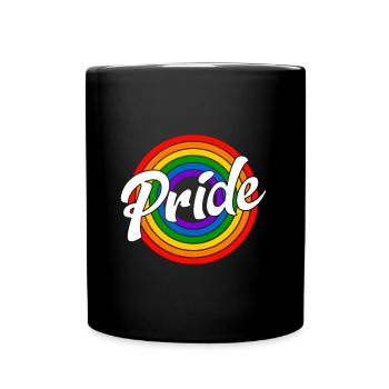 Pride Retro Regenbogen - Tasse einfarbig - Schwarz - Vorne