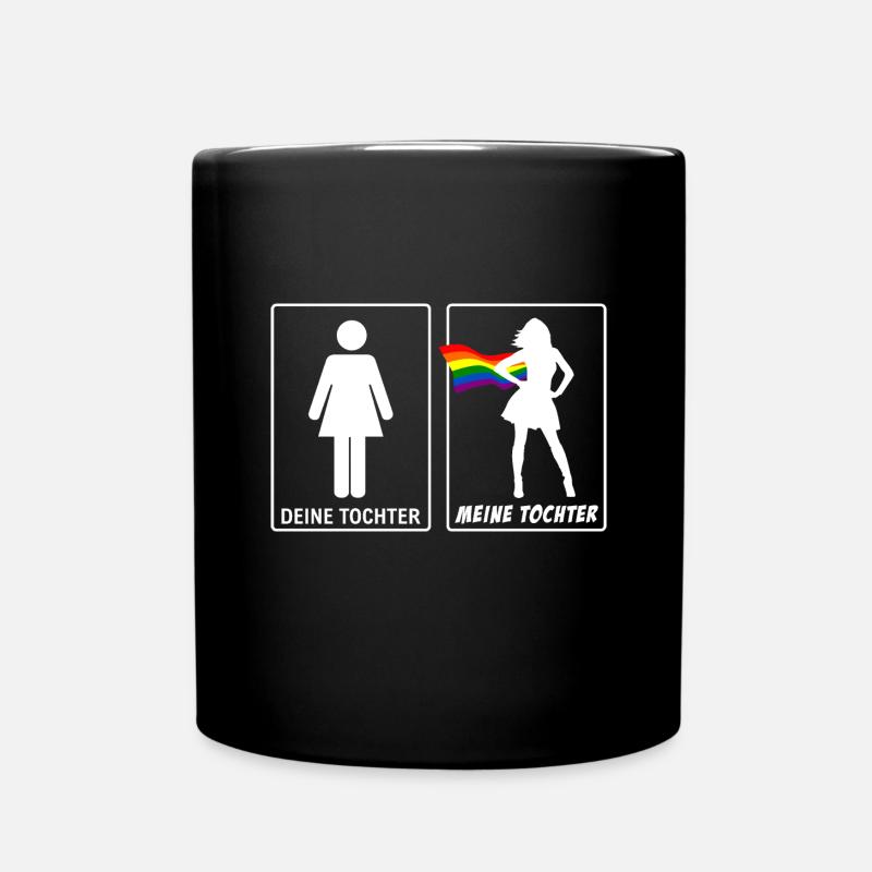 Lesbische Tochter Mutter Vater LGBT Lesbisch CSD - Tasse einfarbig - Schwarz
