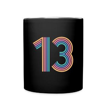 Cool Number 13 - 13 Years Old 13th Birthday Gift - Full Colour Mug - black - Front