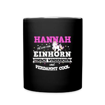 Hannah Mädchen Geschenk - Tasse einfarbig - Schwarz - Vorne