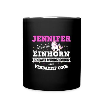 Jennifer Frauen Mädchen Geschenk - Tasse einfarbig - Schwarz - Vorne