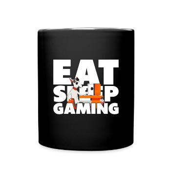 Manger. Dormir. Jeu. - Dicton de joueur avec chien - Mug uni - noir - Devant