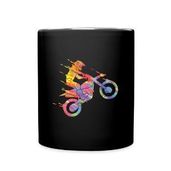 Motocross Bunte Farbe Grafik Männer Frauen & Kinder - Tasse einfarbig - Schwarz - Vorne