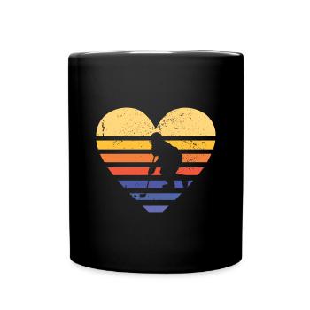 Sport Retro Sunset Heart Ice Hockey - Tasse einfarbig - Schwarz - Vorne
