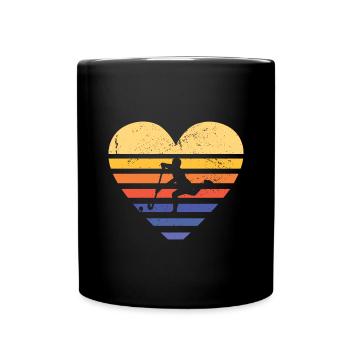 Sport Retro Sunset Heart Field Hockey - Tasse einfarbig - Schwarz - Vorne