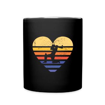 Sport Retro Sunset Heart Cricket - Full Colour Mug - black - Front