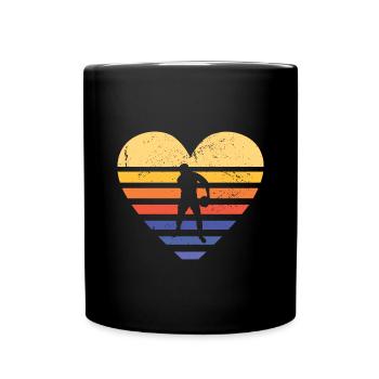 Sport Retro Sunset Heart Rugby - Full Colour Mug - black - Front